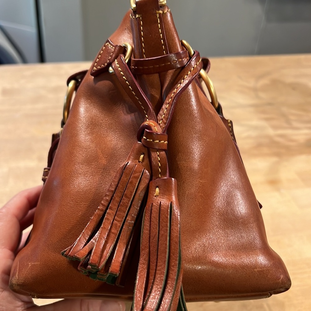 Dooney & Bourke Brown Leather Satchel with Gold Hardware - Picture 5 of 12